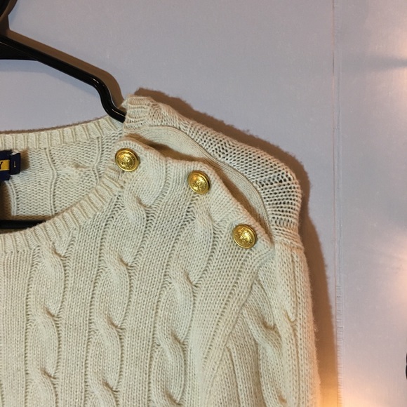 Ralph Lauren Rugby Cream Knit Sweater Gold Details - Picture 2 of 5